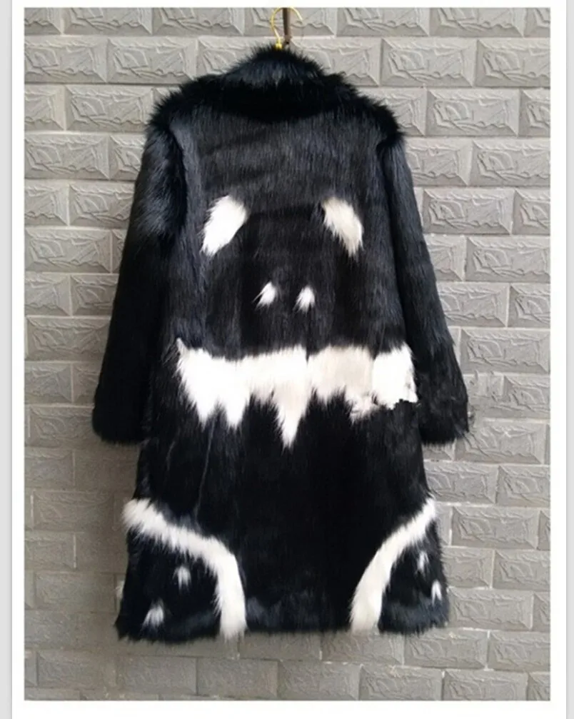 Мужская зимняя куртка для Хэллоуина, забавная длинная куртка из искусственного меха, Длинная ветровка в стиле дьявола, Толстая теплая модная мужская кожаная шуба
