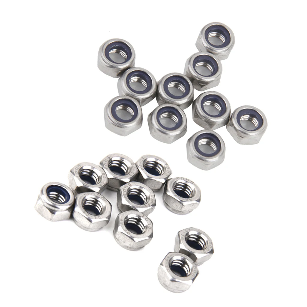 20x M5&M6 Stainless Steel A2 Nylon Collar Insert Self-lock Nuts Bolts Screws