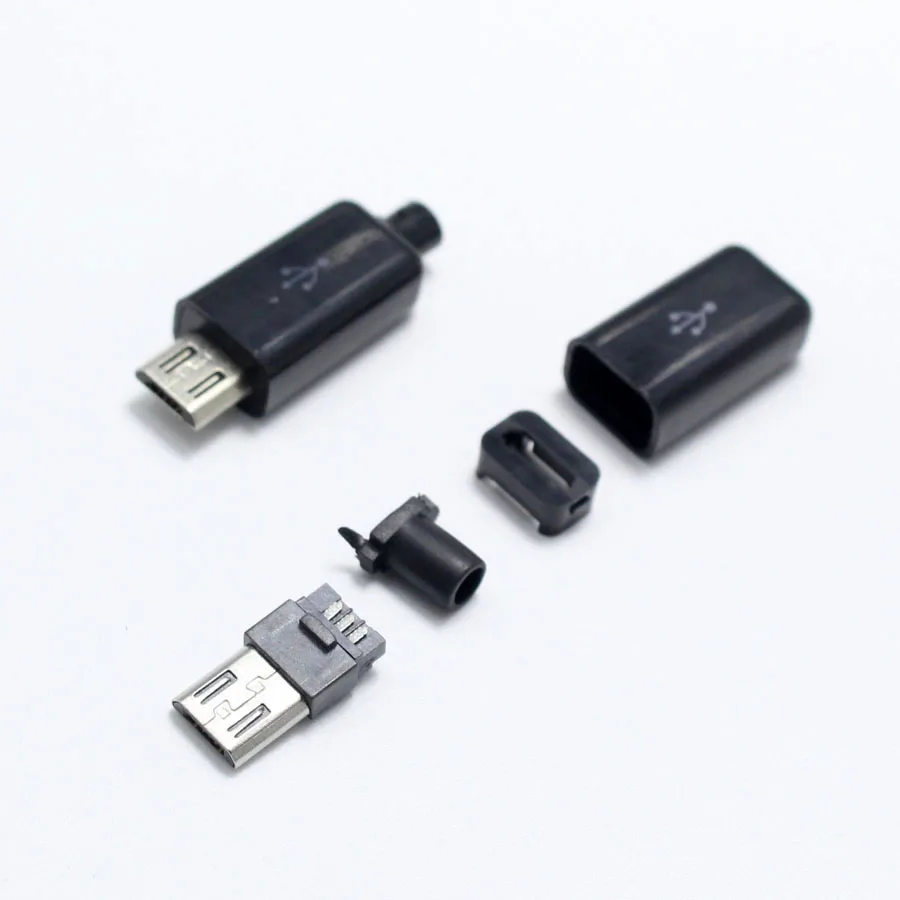 10 шт. Micro USB 5PIN сварочный Тип штекерные разъемы зарядное устройство 5P USB хвост разъем для зарядки 4 в 1 белый черный