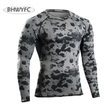 BHWYFC мужские компрессионные с длинным рукавом нижнее бельё трико рубашки профессиональные мужские фитнес бодибилдинг бег облегающая одежда для верхней части тела под кожей