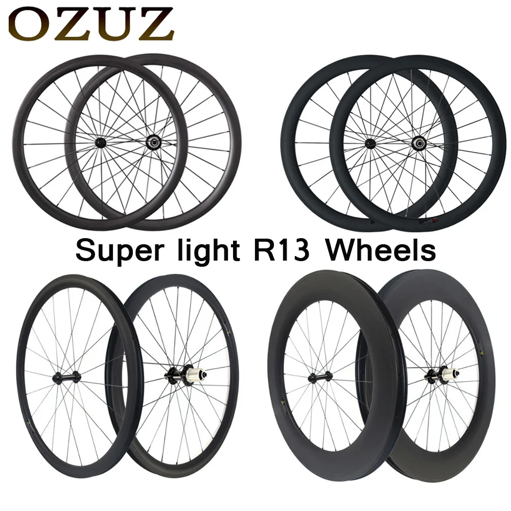 Bicycle Carbon Wheels R13 Hub 50mm Clincher Tubular 23mm Width Bike Wheels 700C