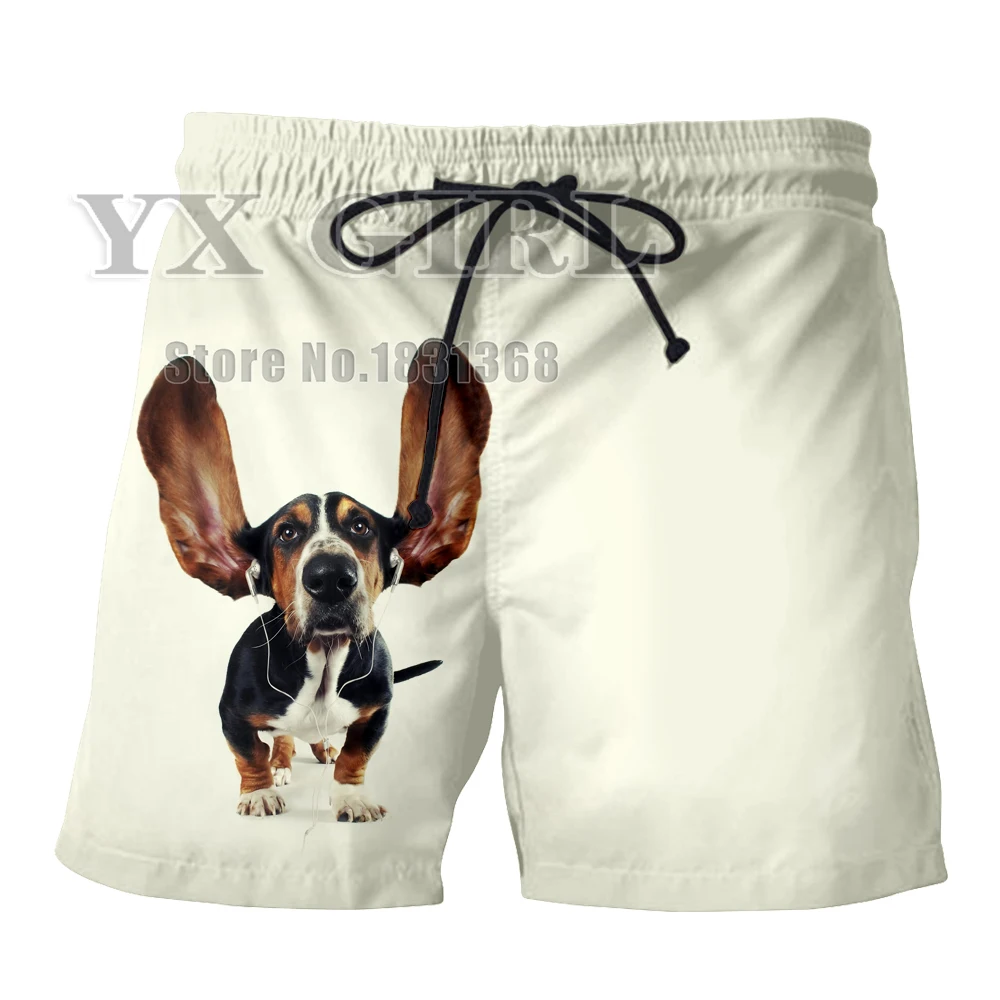 YX GIRL 3D печать собака с большим ухом прослушивание музыки лето новые мужские/женские Модные Шорты повседневные шорты Прямая