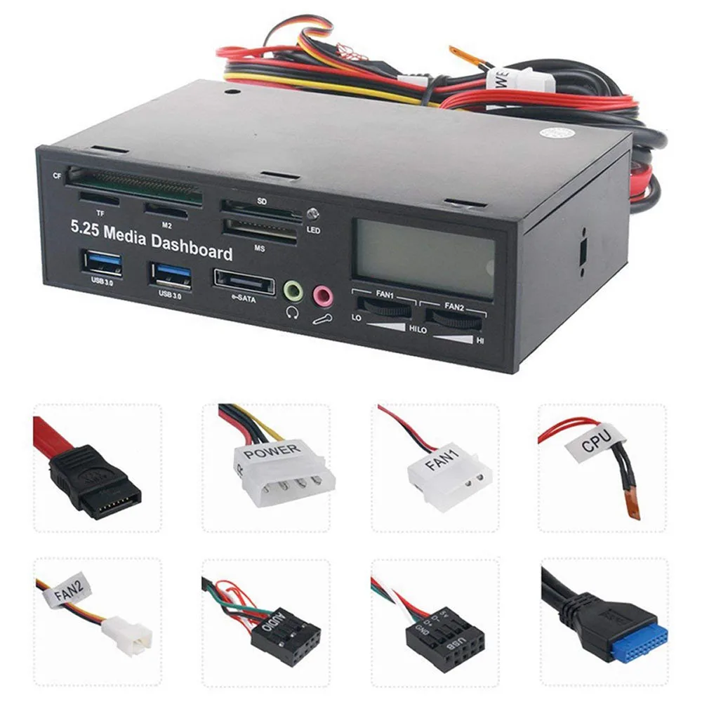 5 25 &quotMulti USB 3 0 Hub CF TF M2 SD MS Устройство для чтения карт контроллер с ЖК дисплеем ПК