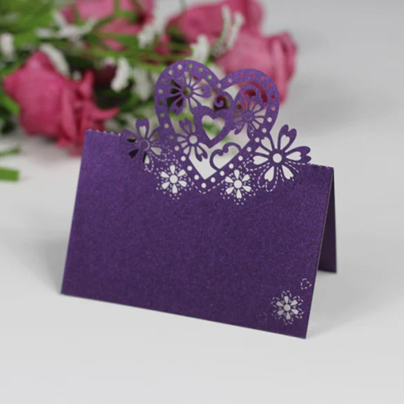 

Cut-out Wedding Party Christmas Table Decor Place Name Cards 12 Pcs Purple