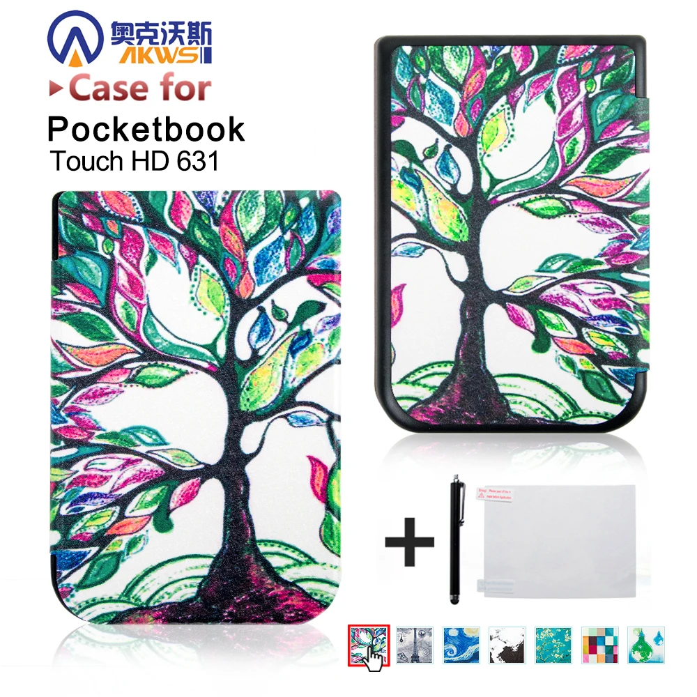 

for 2016 pocketbook touch hd 631 ereader smart cover case +screen protector + stylus