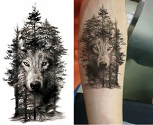 

Waterproof Temporary Tattoo Sticker wolf forest animal tree tattoo stickers flash tatoo fake tattoos for women men arm tattoos
