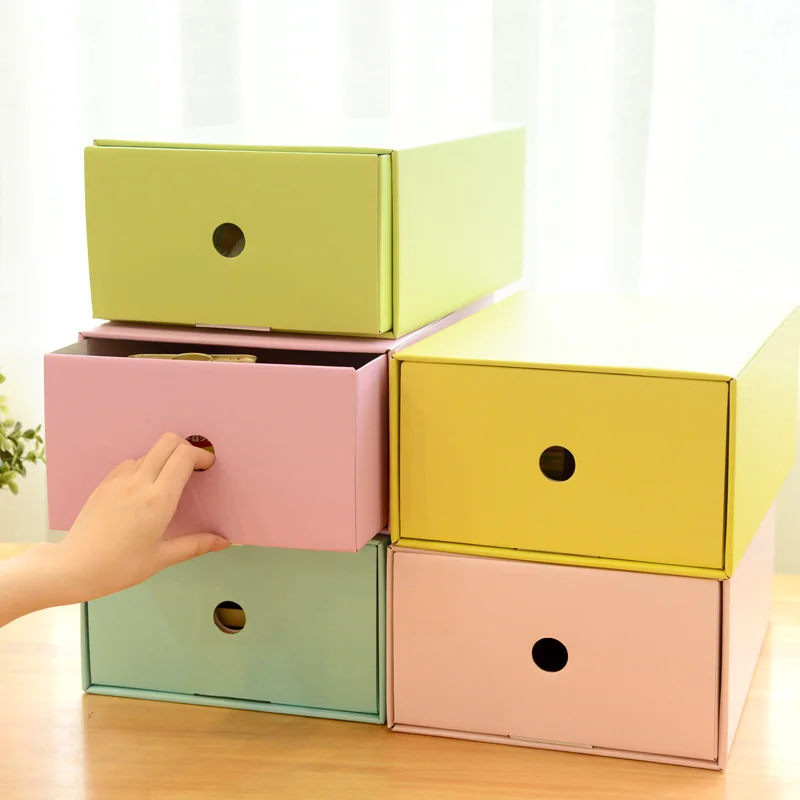 Ann Color Block Desktop Storage Box Thickening Paper Drawer