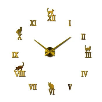 

Design Large Decorative Wall Clocks Brief Design Diy Clocks Digital Watch Quartz Living Room 3D Cat Wall Stickers Montre Mural X