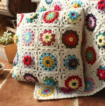 

Handmade 100% Cotton Dimensional Flower Crochet Pillow Cushion Cover Decorative Cushion Wedding Gift