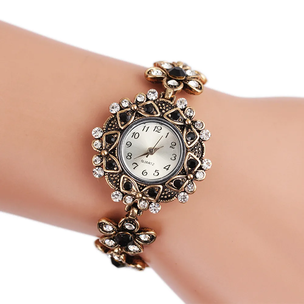 Splendid Fashion Women's Retro Diamond Metal Bracelet Wrist Watchin