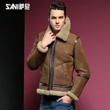 Мужская кожаная куртка, мужские Куртки из натуральной кожи, мужская шуба из натуральной овчины, сохраняющая тепло