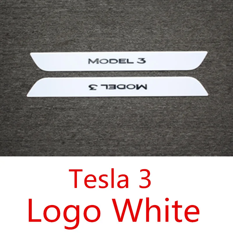Tesla автомобильный углеродный волокнистый слой резины дверные пороги обертывание защитные наклейки из углеродного волокна комплект защиты интерьера совместимый Tesla модель 3 - Название цвета: Logo White