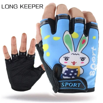 

Kids Cartoon Half Finger Gloves 5-10 Years Child Outdoor Sports Bicycle Cycling Mitten Boys Girls Non-Slip Breathable Guantes