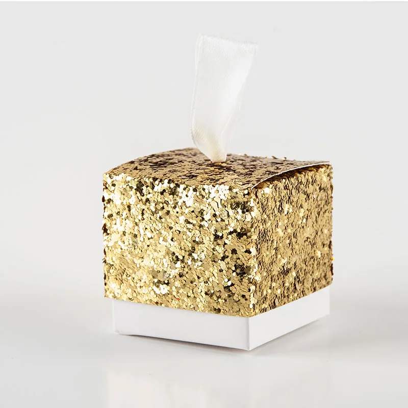 Блестящий золотистый Серебристый подарочные коробки упаковка для подарочных коробок на свадебную вечеринку роскошные бумажные коробки для конфет для свадебных сувениров 10 шт./лот
