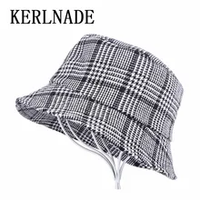 Новинка; мужские и женские клетчатые шляпы-ведерки; Повседневная кепка; хорошее качество; хлопковая ткань; плоский дизайн; сезон весна-лето-осень-зима; женская шапка для девочек