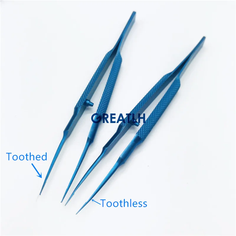 

18cm Titanium Alloy Round Handle Eyelid Tweezers Platform double eyelid tool fine tissue forceps Ophthalmic Instruments