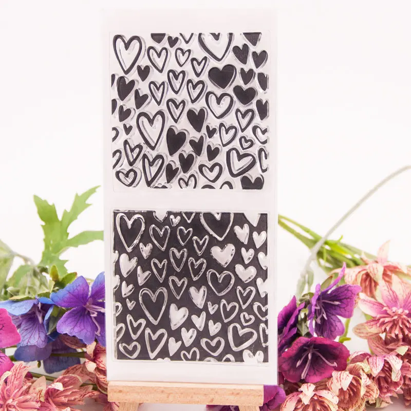 

Hearts Texture Transparent Clear Silicone Stamp for Seal DIY Scrapbooking Photo Album Decorative Clear Stamp Sheets