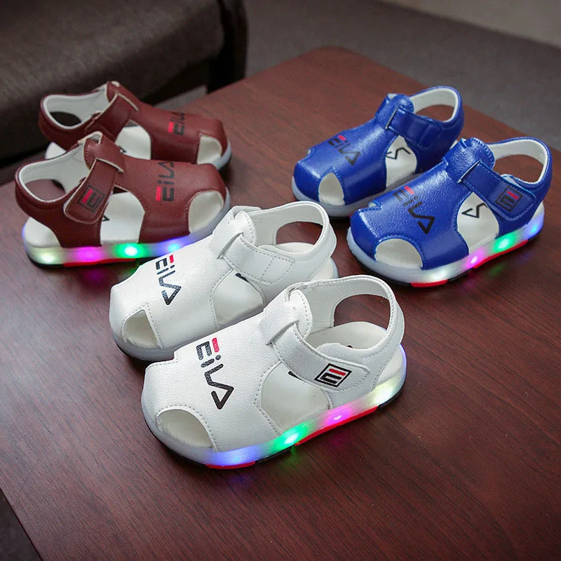 

New brand cute Lovely baby casual shoes all season sports tennis girls boys shoes LED lighted European glowing baby sandals