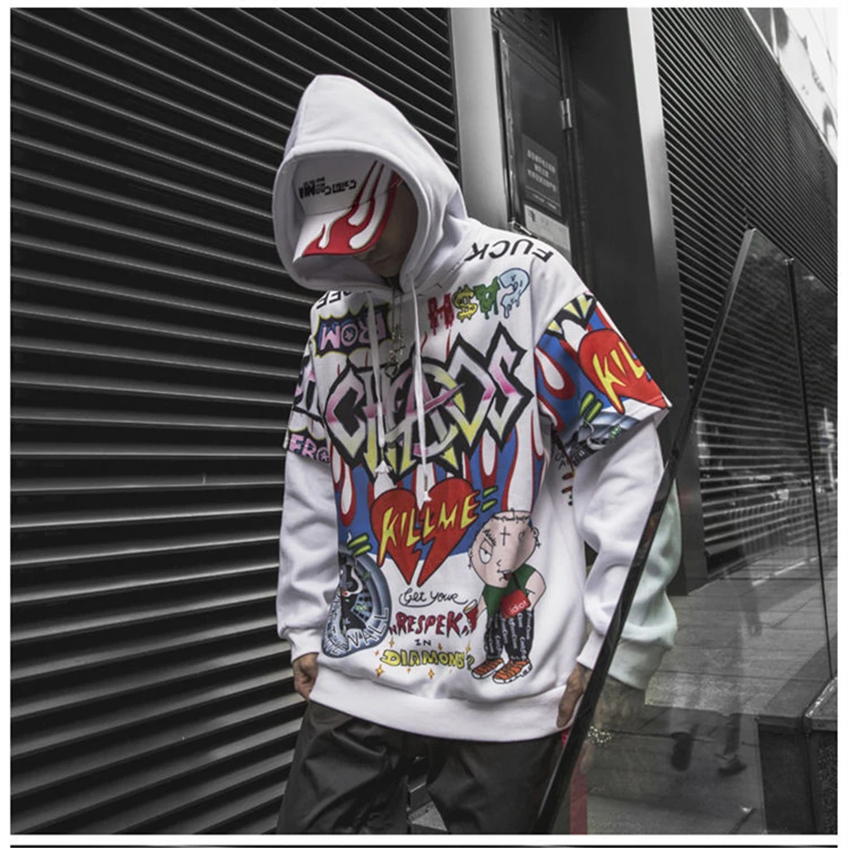 Hip Hop Hoodies Men Women Autumn Winter Letter Graffiti Printed Pullover Hoodie Male Fashion Streetwear Sweatshirts WG343