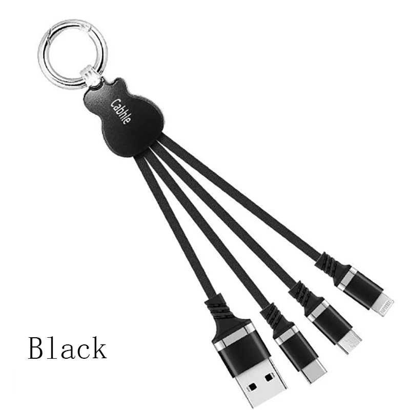 الذكية البيانات كابلات ثلاثة في واحد شحن خط نوع-C IOS المصغّر usb واجهة أزياء الفن الغيتار مظهر تصميم مؤشر LED