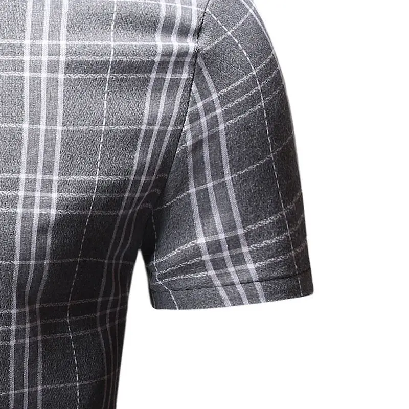 Новые осенние модные брендовые Для мужчин одежда Slim Fit Мужская рубашка с коротким рукавом Для мужчин клетчатая хлопчатобумажная