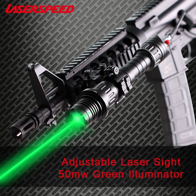 

Adjustable 50mw Green Laser Sight for Hunting Powerful Gun Laser Pointer Rifle Green Illuminator Flashlight Designator
