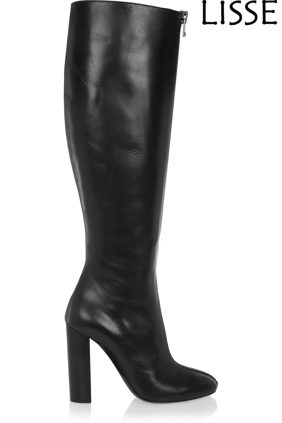 round toe knee high heel boots