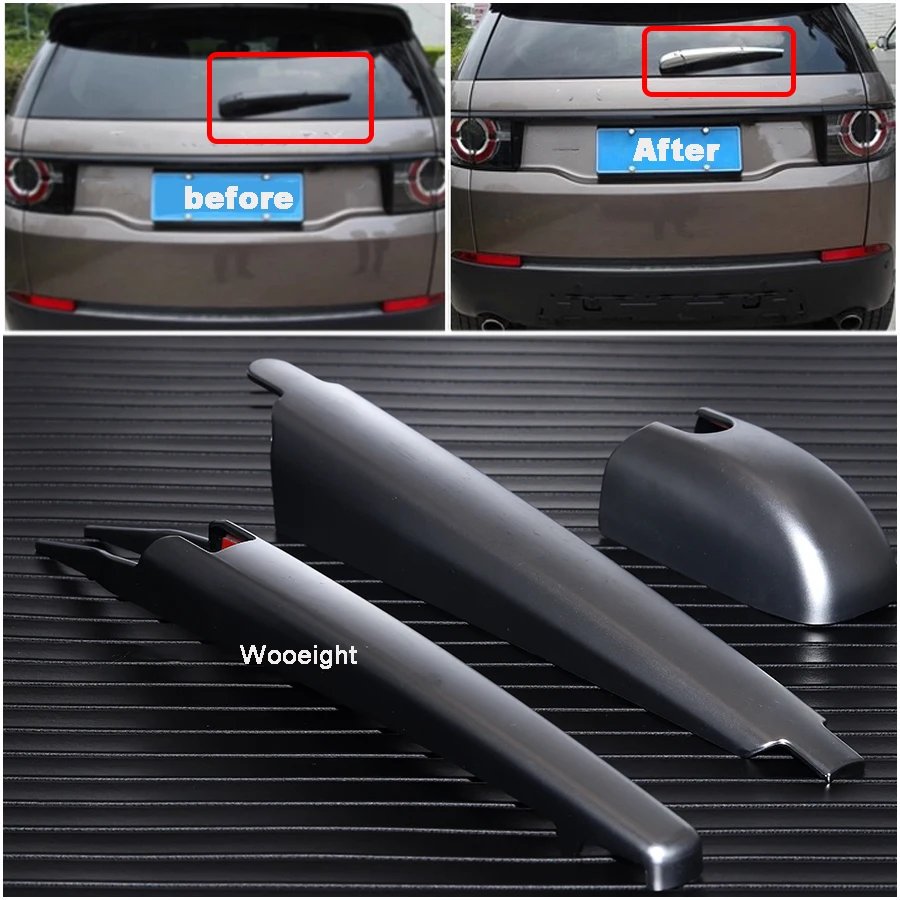 Wooeight 3Pcs Chrome Silver ABS Rear Window Wiper Tail Windscreen Frame Cover Trim For Land Rover Discovery Sport 2015 2016-2019 (2)