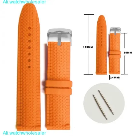 24mm Halloween Orange Silicone Jelly Rubber Unisex Watch Band Straps WB1070V24JB