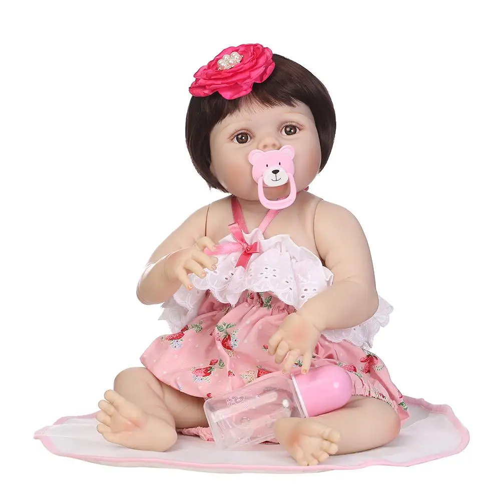 

New Simulation Opened Eyes Baby Girl Reborn Doll Vinyl Silicone Kids Accompany Toy