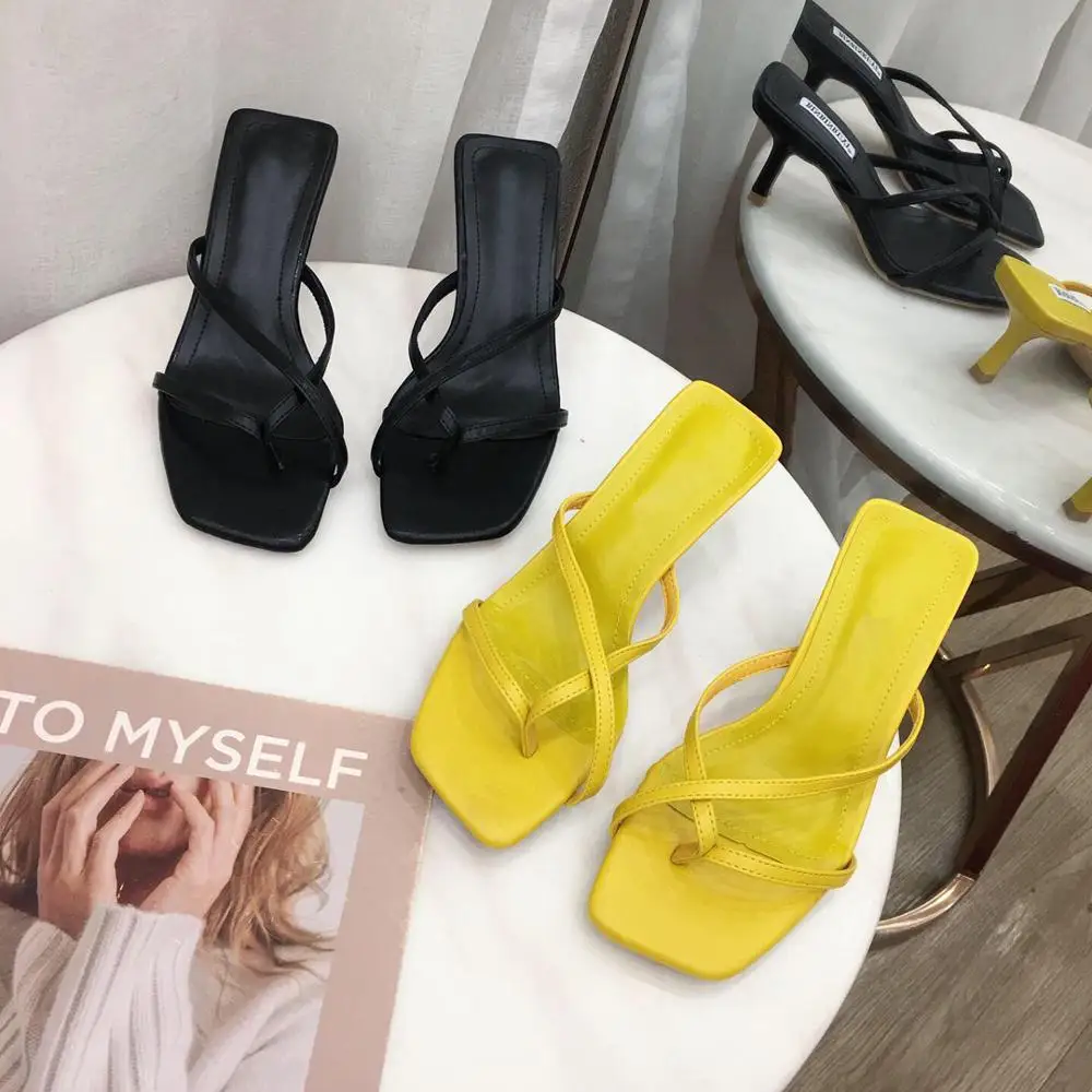 

Boussac Solid Summer Beach Flip Flops Shoes Women Narrow Band Kitten Heel Women Sandals Open Toe Slipper Sandals Women SWC0655