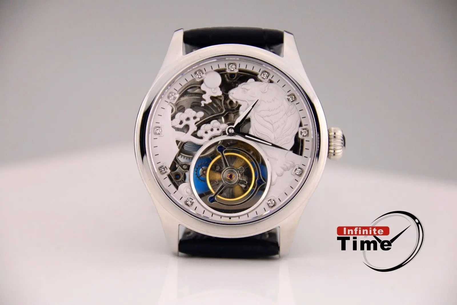 

Hi beat tourbillon carroussel Mens WristWatch Luxury skeleton Ox Tiger