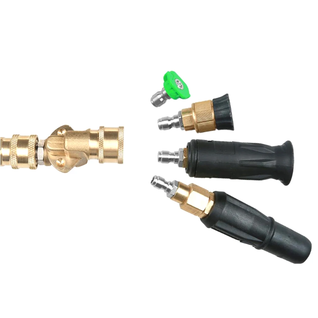 Pressure Washer Spray Nozzle Tips Quick Connecting Pivoting Coupler 2.5 GMP 4500PSI 1/4'' Plug 90 Degree