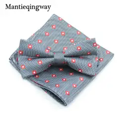 Mantieqingway модные платок с бантом комплект для Для мужчин Повседневное полиэстер точки Платки носовые для девочек Свадебные Бизнес лук