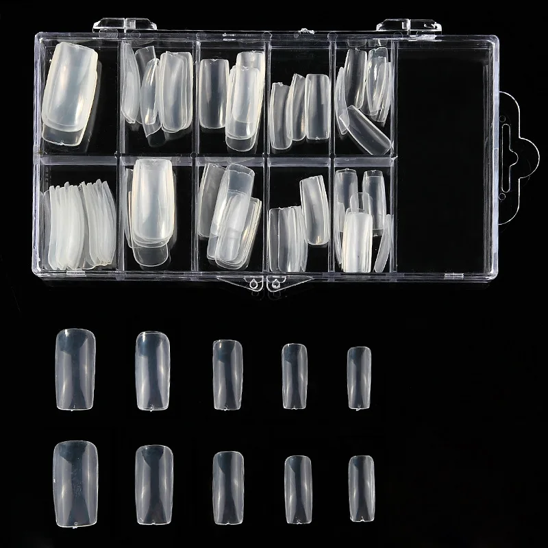 

100 Pcs/set Transparent False Nail Art Design Tips French Acrylic Polish UV Gel Sticker Salon Design Manicure Tools