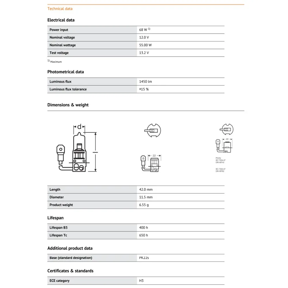 Оригинальная Автомобильная противотуманная Лампа OSRAM H3 12V 55W 64151 3200 K, сменный автомобильный светильник, OEM Качество(одинарная