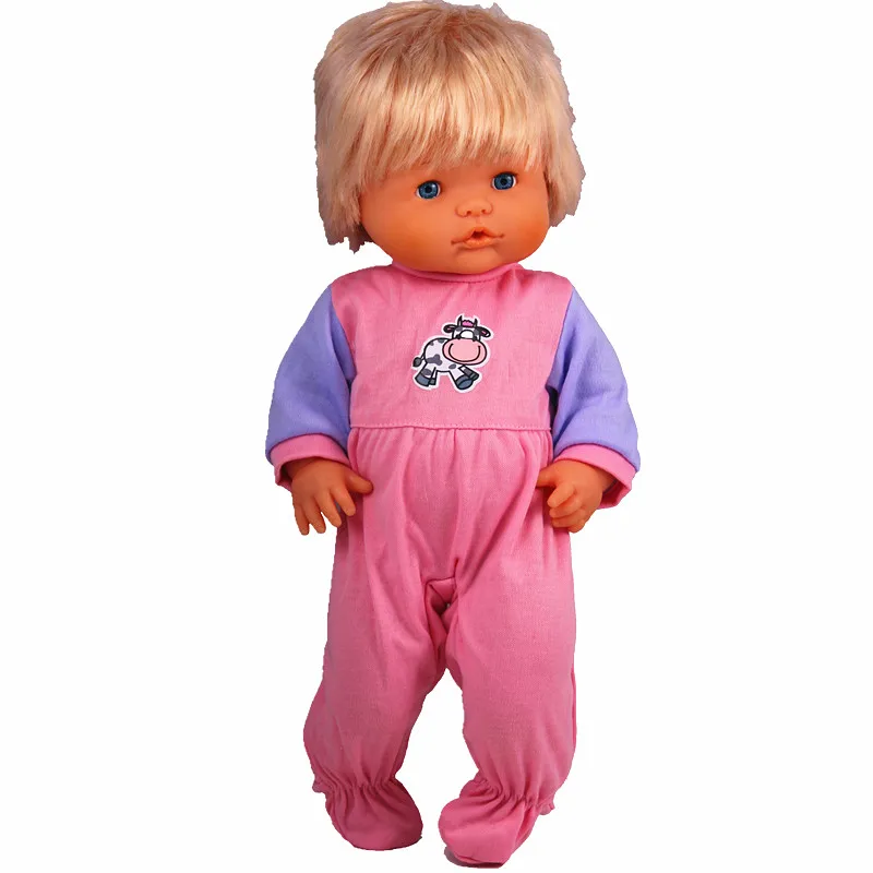 

Doll Clothes Fit 41cm Nenuco Accesorios Nenuco y su Hermanita Pink Purple Cow Jumpsuit for 16inch Baby Doll Ropa Nenuco doll