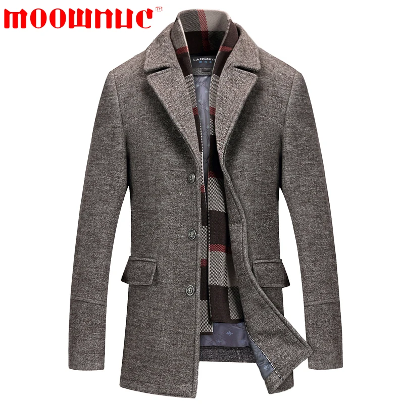 Woolen Overcoat for Men Thickened Scarf Keep Warm Wool Overcoat Autumn ...