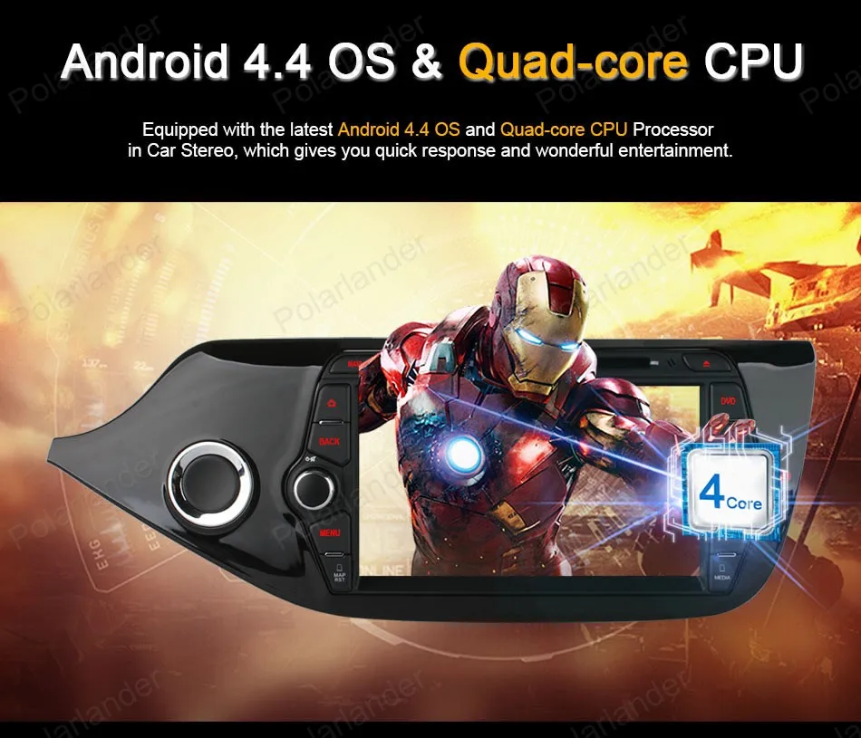 Sale 2 din Android 4.4 car dvd player Quad Core 8 inch car stereo 1024*600 screen radio for KIA CEED 2013-2015 9