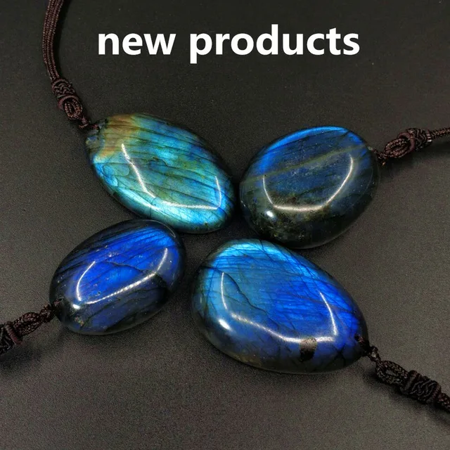 

natural Moonstone blue Labradorite Pendant with a bare stone Energy crystals Charm perforated Free of charge leather cord