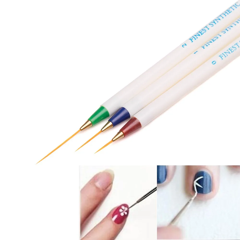 

Professional 3PC PNail Art Brush Set Line Drawing Painting Pen UV Gel Polish Designs Acrylic Perfect Manicure Books On Tools