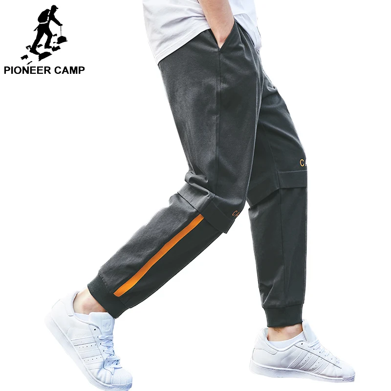 

Pioneer Camp 2019 new baggy pants men brand clothing letter printing trousers male top quality 100% cotton dark grey