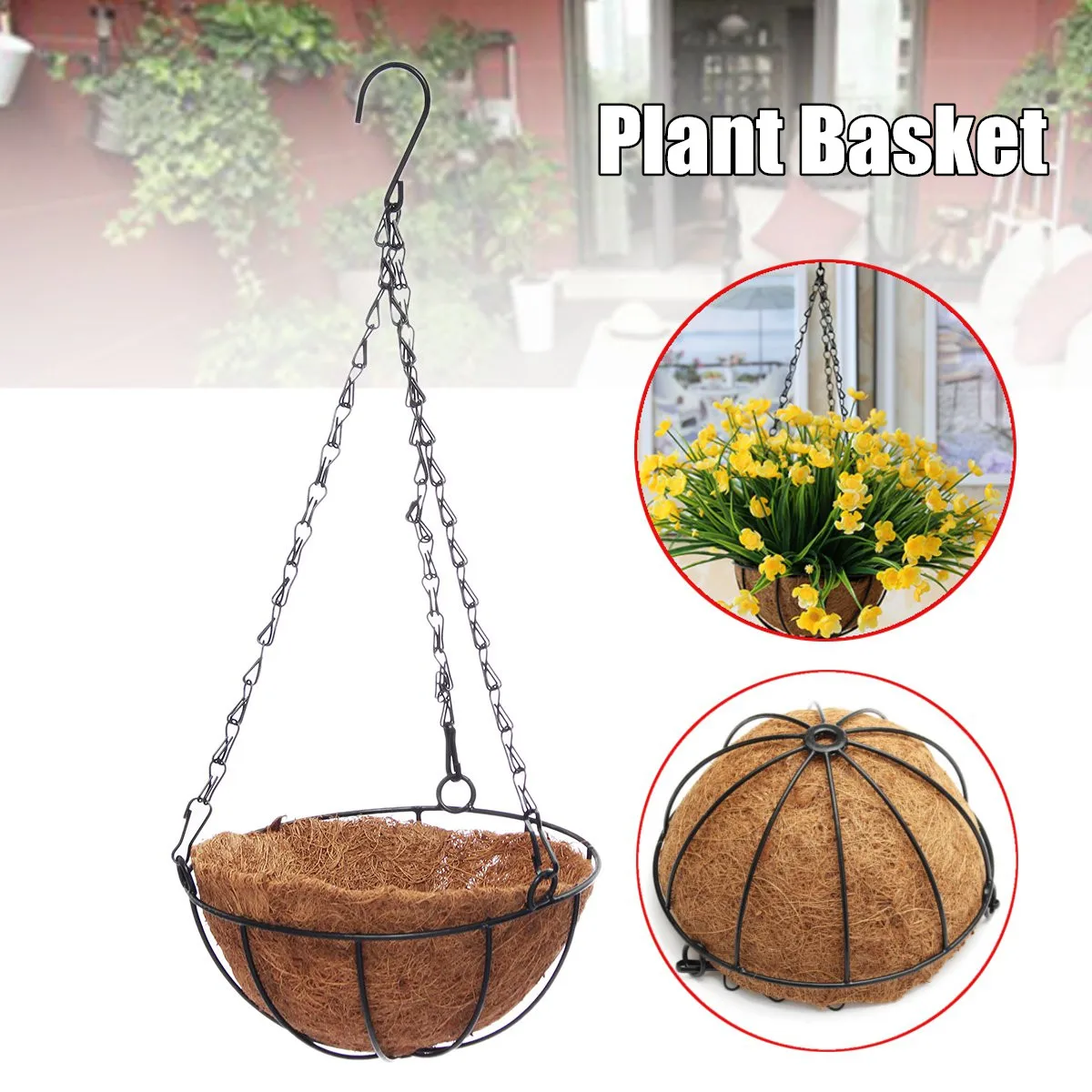 Plant Hanger Flower Pot Garden Holder Legs Hanging Rope Basket Coconut