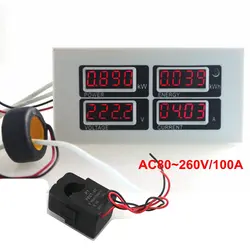 AC 80 ~ 260 В 100A Digital AC Напряжение ток Мощность энергии вольтметр усилителя Вт кВтч монитор с PZCT-02 катушки