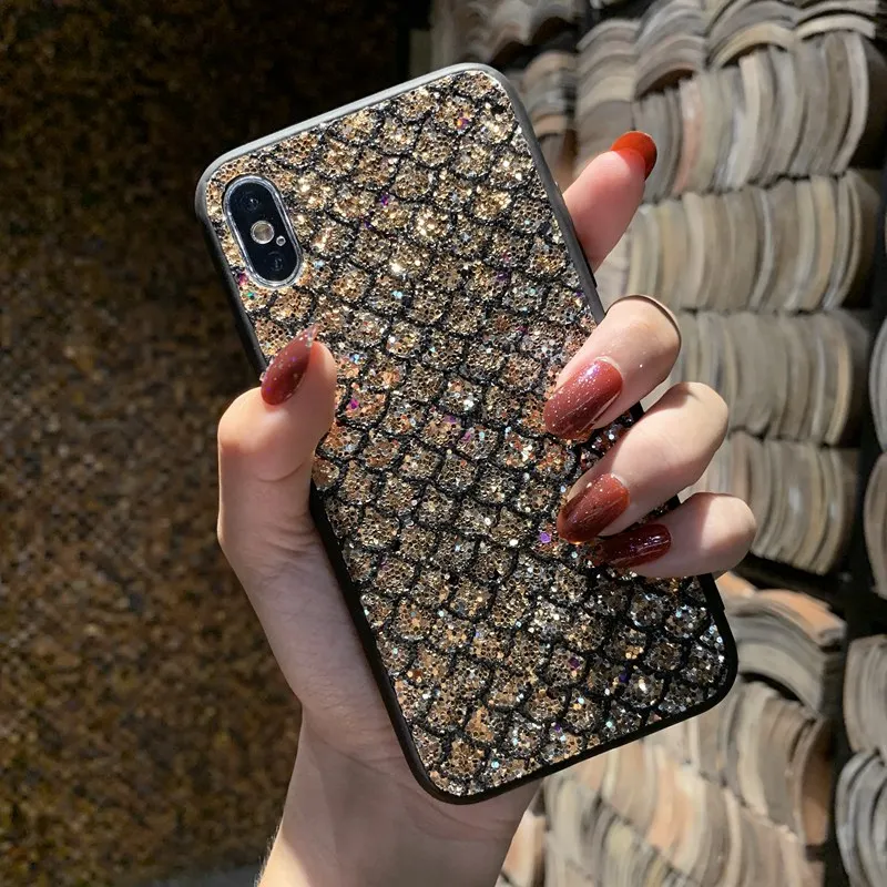 Блестящий чехол с рыбьими чешуями для Huawei P30 Lite P20 Mate 10 20 Pro P Smart Plus Y6 Y9 2019 Honor lite 7C 7A 8X