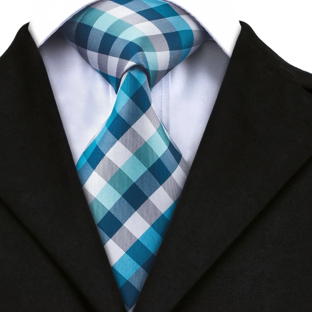Buy A 1418 Classic Blue Plaid Ties For Men Silk Neck