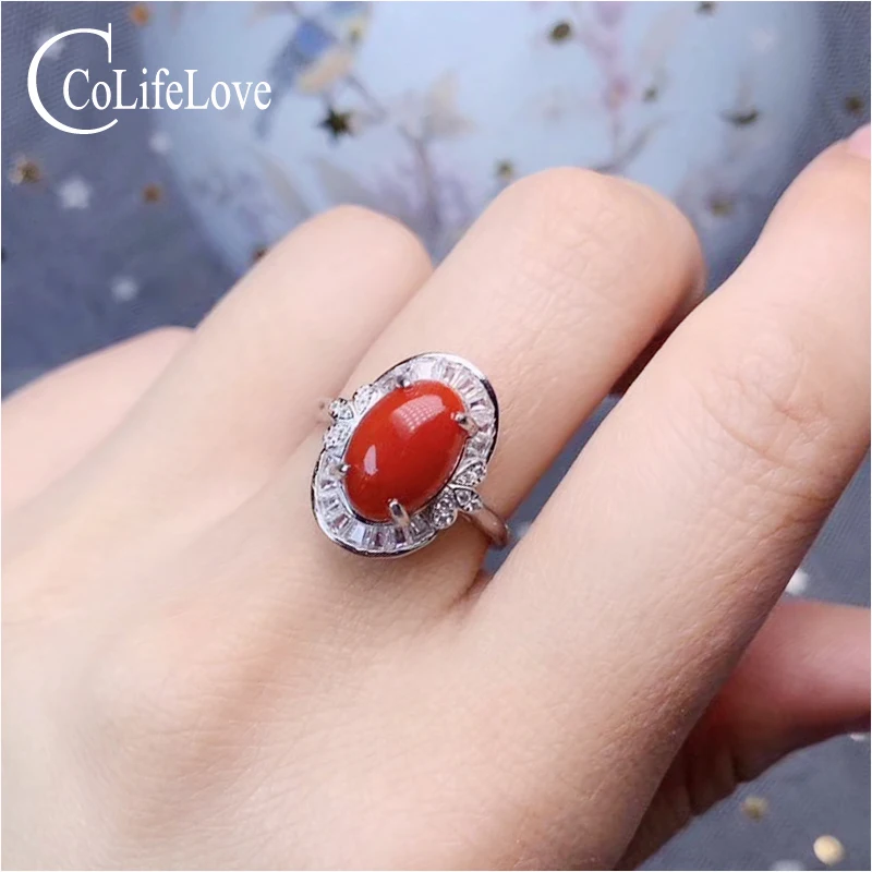 Ювелирные изделия CoLife Винтажное кольцо кораллового цвета для вечеринки 8 мм * 12 100%