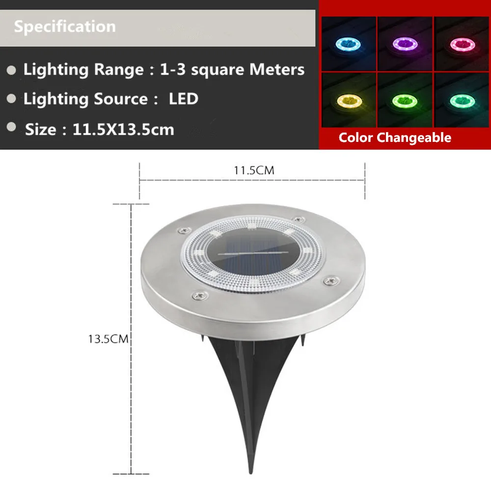 Солнечный садовый свет Открытый Солнечный свет 7 цветов сменный наземный водонепроницаемый погребенный садовый свет для Газон Двор Путь настил