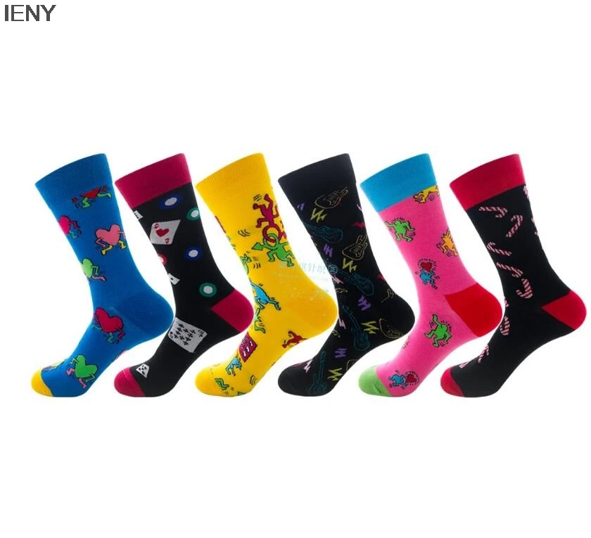 

IENY new Mens socks Women animal alien chili Moustache sloths Novelty Sock combed cotton funny Socks Men's big size crew socks