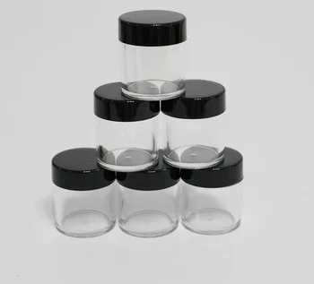 

100 pcs 10g plastic bottles black lid plastic jar jar loose powder / sequins nail supplies storage / d30 * h34mm size